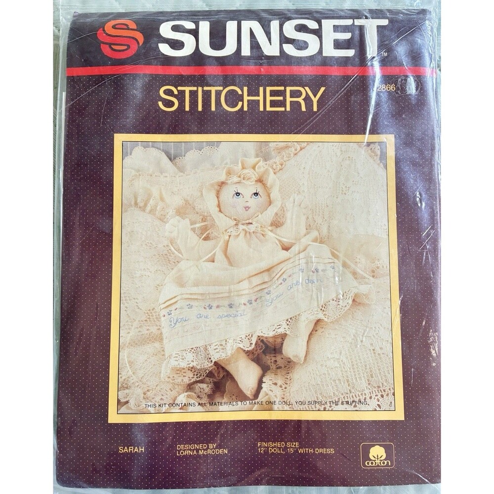 Vintage Sunset Stitchery Sarah Doll Kit 2866 Sealed 1986 Embroidery Sewing